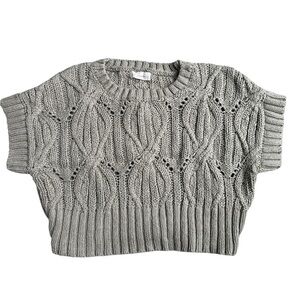 By Together Green Cropped Chunky Knit Sweater